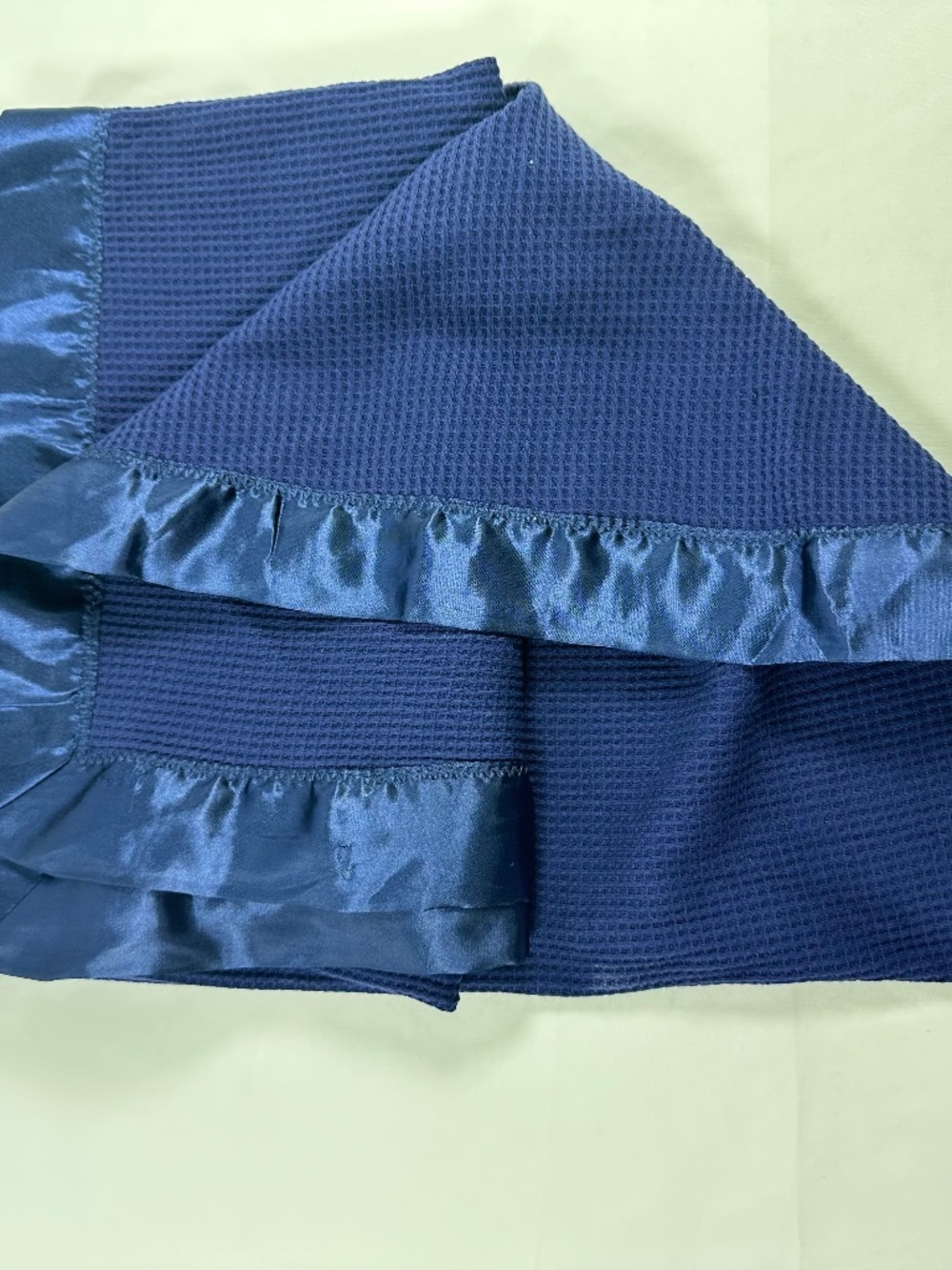 Starting Out Dark Blue Baby Blanket with Satin Trim Measures 36X50 inch